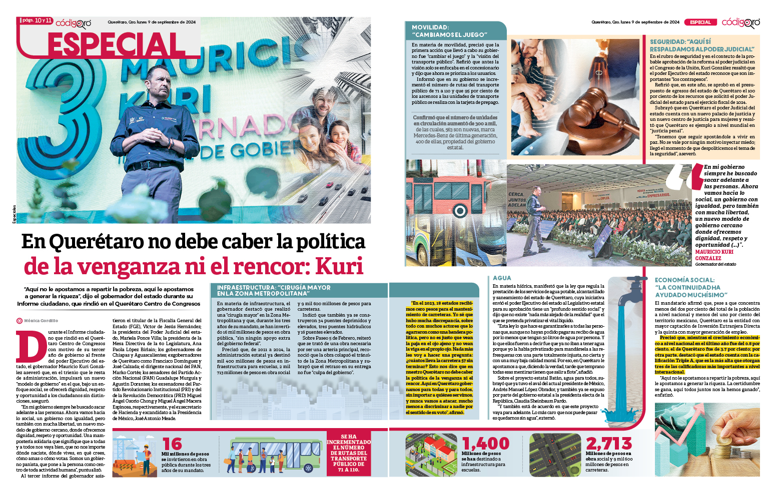 En Querétaro no debe caber la política de la venganza ni el rencor: Kuri