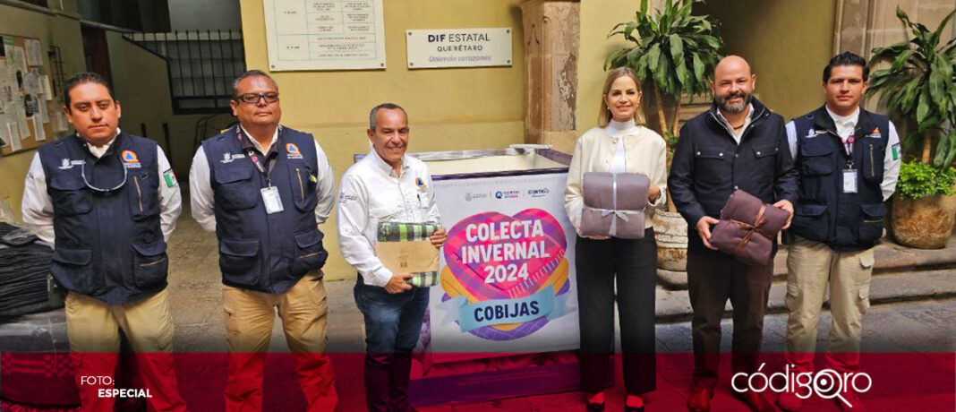La Coordinación Estatal de Protección Civil de Querétaro se unió a la colecta invernal del DIF Estatal. Foto: Especial