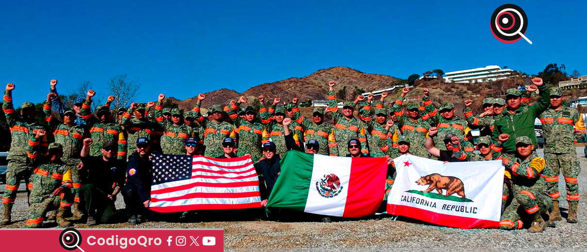 Bomberos de México combaten incendios en Los Ángeles