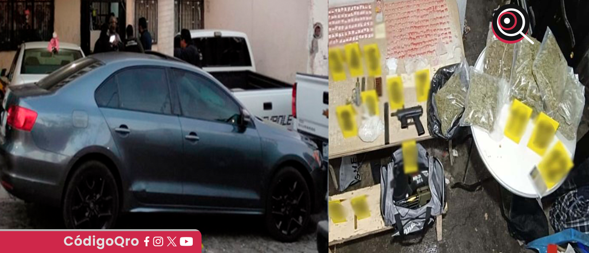 Aseguran armas de fuego y sustancias ilícitas en Querétaro