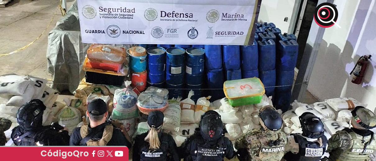 Decomisan 4 mil 700 litros y 200 kilos de metanfetamina en Sinaloa