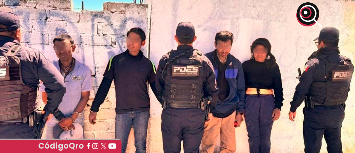 Poes detiene a cuatro personas por robo en hacienda Santa Rosa
