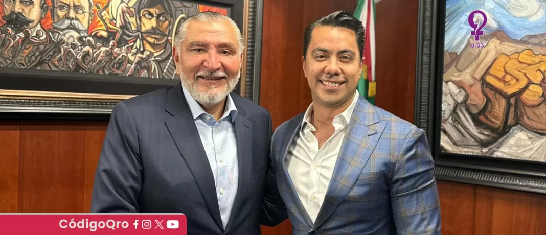 Con el objetivo de fortalecer proyectos de desarrollo en Querétaro, el alcalde Felifer Macías se reunió con el senador Adán Augusto; además, destacó la importancia de mantener la colaboración entre los distintos niveles de gobierno. Foto: Especial