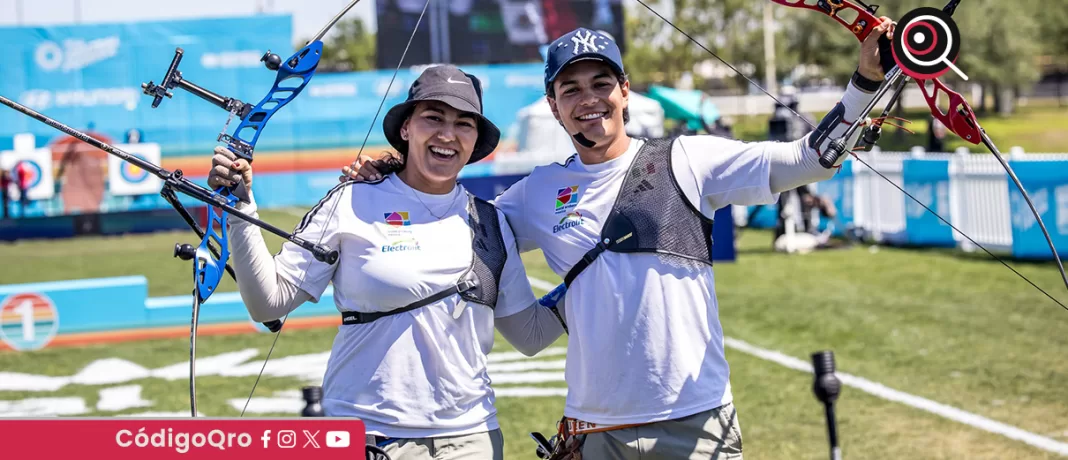 Alejandra Valencia y Matías Grande conquistaron el oro en la Copa Mundial de Tiro con Arco. Foto: Especial