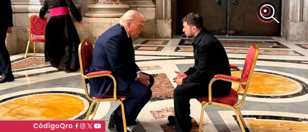 Los presidentes de Estados Unidos y Ucrania, Donald Trump y Volodímir Zelenski, se reunieron antes del funeral del papa Francisco. Foto: Especial