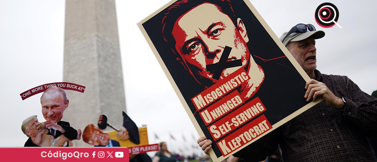 Estadounidenses protestan contra los recortes de Trump y Musk