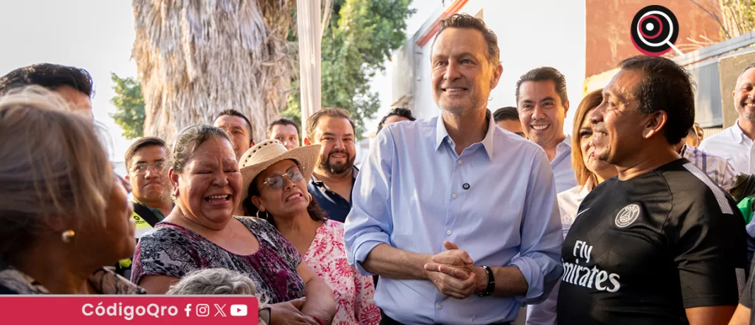 El gobernador de Querétaro, Mauricio Kuri, entregó obras sociales en la colonia La Sierrita. Foto: Especial