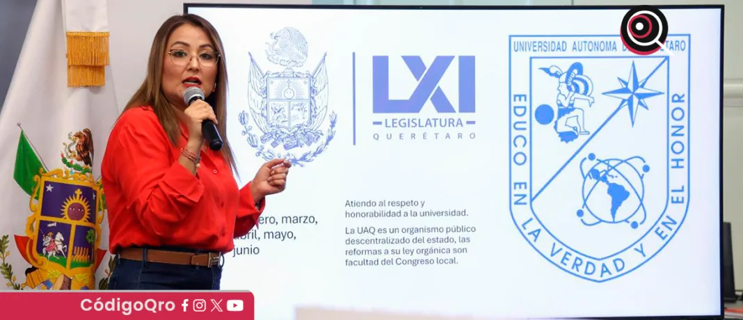 La diputada local del PT, Claudia Díaz Gayou, defendió su iniciativa de reforma a la Ley Orgánica de la UAQ. Foto: Especial