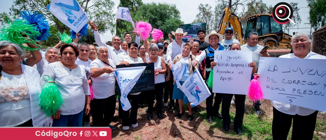 El presidente municipal de El Marqués, Rodrigo Monsalvo, puso en marcha las obras de la Casa del Adulto Mayor en Jesús María. Foto: Especial
