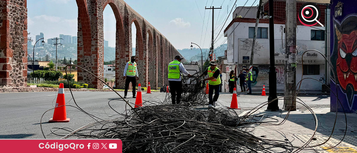 Retiran 3.8 toneladas de cables en desuso de la vía pública en la capital