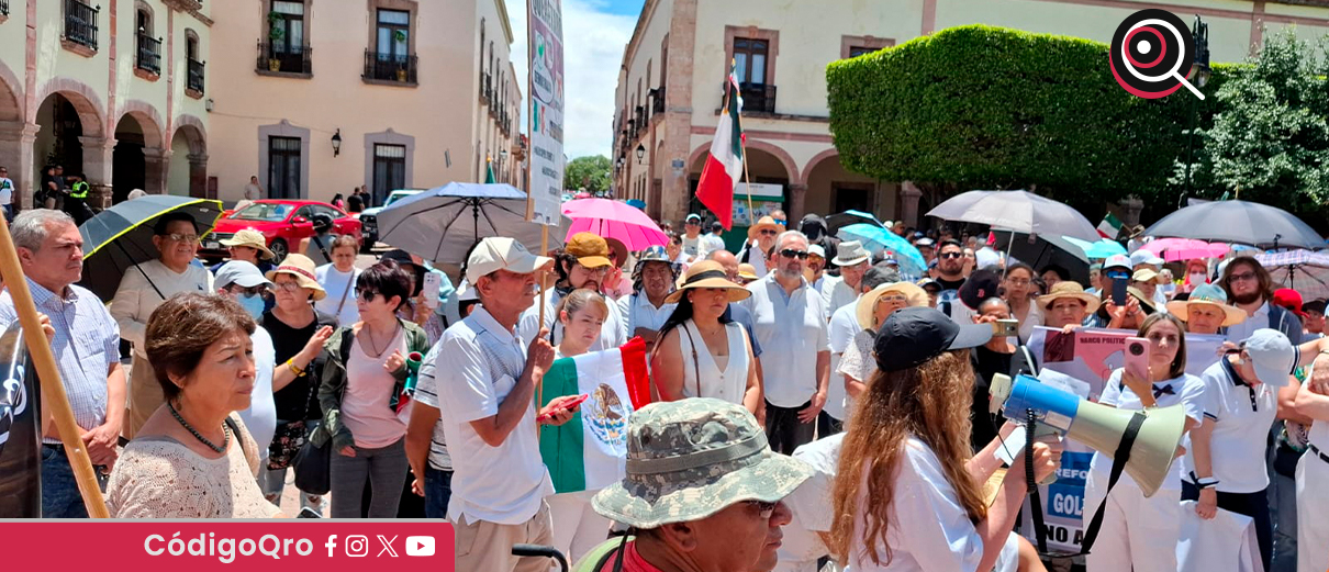 Marchan en Centro Histórico de Querétaro contra la elección judicial