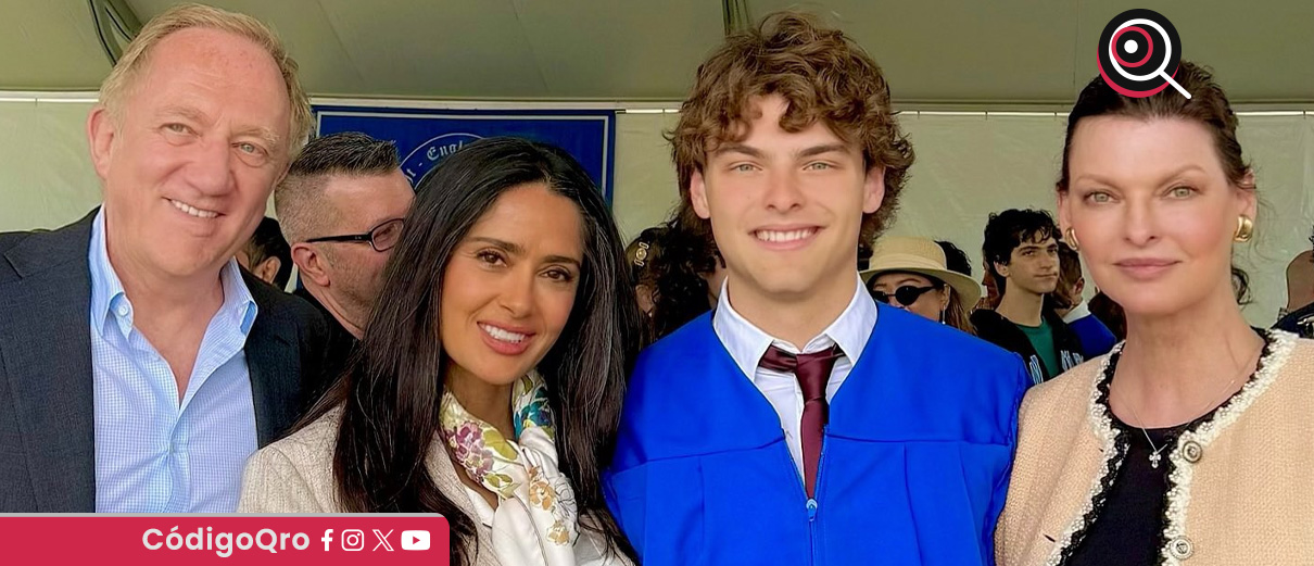 Salma Hayek celebra la graduación de su hijastro