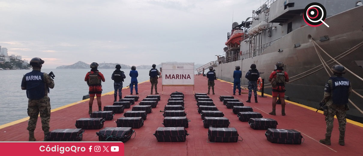 Semar asegura más de una tonelada de presunta cocaína frente a costas de Guerrero